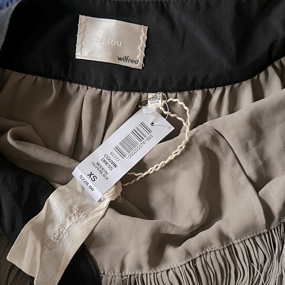 NWT Aritzia Wilfred Couvin Dress - Taupe and Black